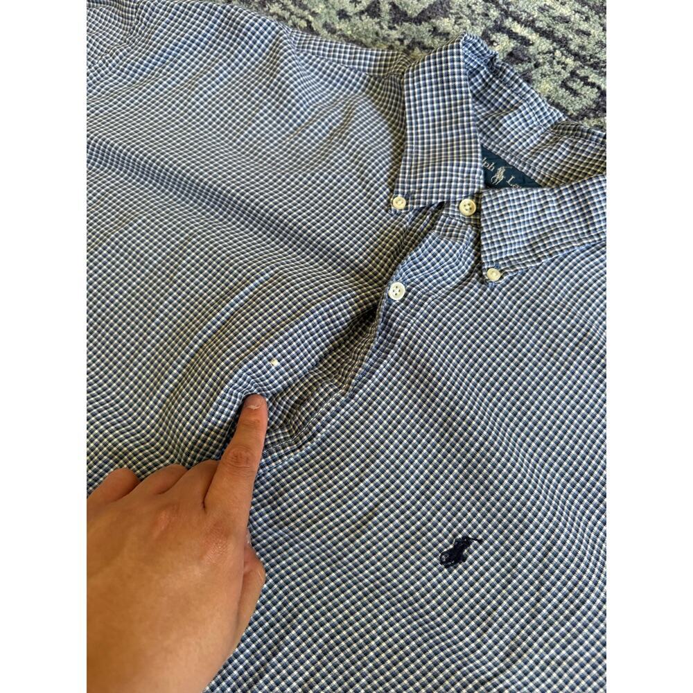 FLAWED VTG Ralph Lauren Blake Plaid Blue/White Long Sleeve Button Down- XXL - Picture 9 of 9